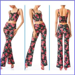 NWT! Alice + Olivia Olivia Floral Fit-and-Flare Boot-Cut Pants